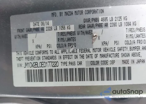 2014 Mazda Mazda5 Sport z USA, uszkodzony, nr VIN JM1CW2BL0E0177220